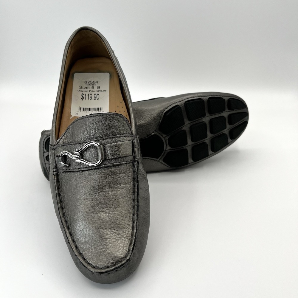 Cole Haan Leather Silver Driving Moccasins Shoe US Women 6 Moc Air Soles - Picture 2 of 6
